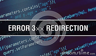 Error 3Ã—Ã— Redirection with Binary code digital technology background. Abstract background with program code and Error 3Ã—Ã— Stock Photo